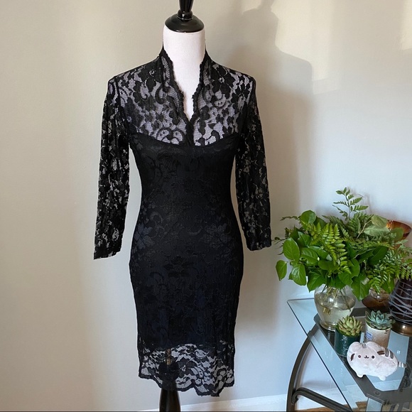ASOS Black Lace Dress Size Small - Picture 1 of 5